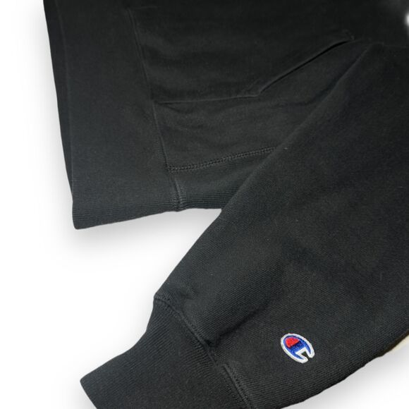 VTG Champion Premium Reverse Weave Hoodie Large Black Heavyweight Streetwear - Picture 4 of 10